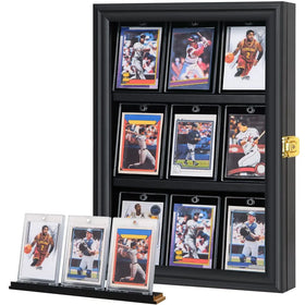 9 Graded Sports UV-Anti Acrylic Baseball Card Display Case Rectangle Frame with Removable Shelves for Card Collection