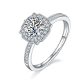 Hot Sale Luxury Circular 1 Carat Moissanite Engagement Ring 925 White Plated in Gold or Silver for Women