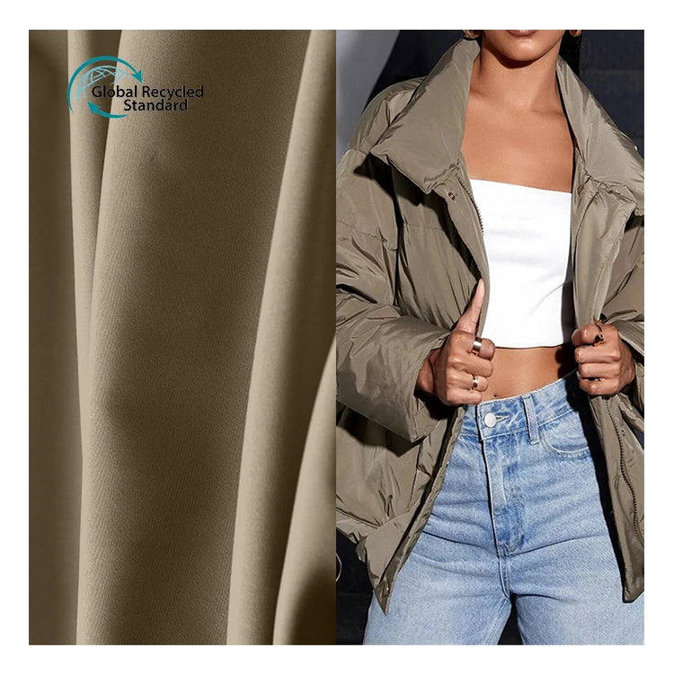Eco-friendly 190t Warm Down Jacket Fabric Outdoor Waterproof Fabric Thick 300t Polyester Recycled Pongee Fabric