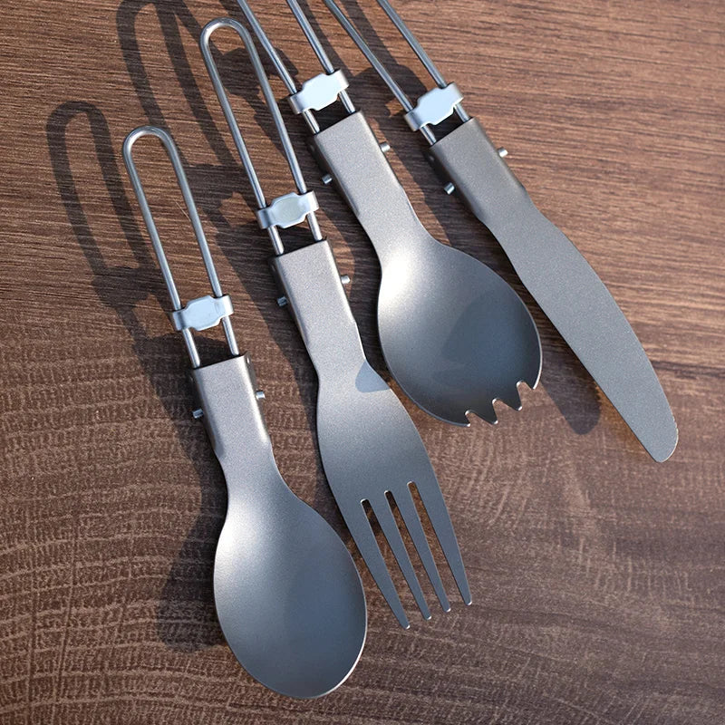 Titanium Spoon Fork Knife Cutlery Sets Portable Tableware for Outdoor Camping Equipment Camping Cutlery Set