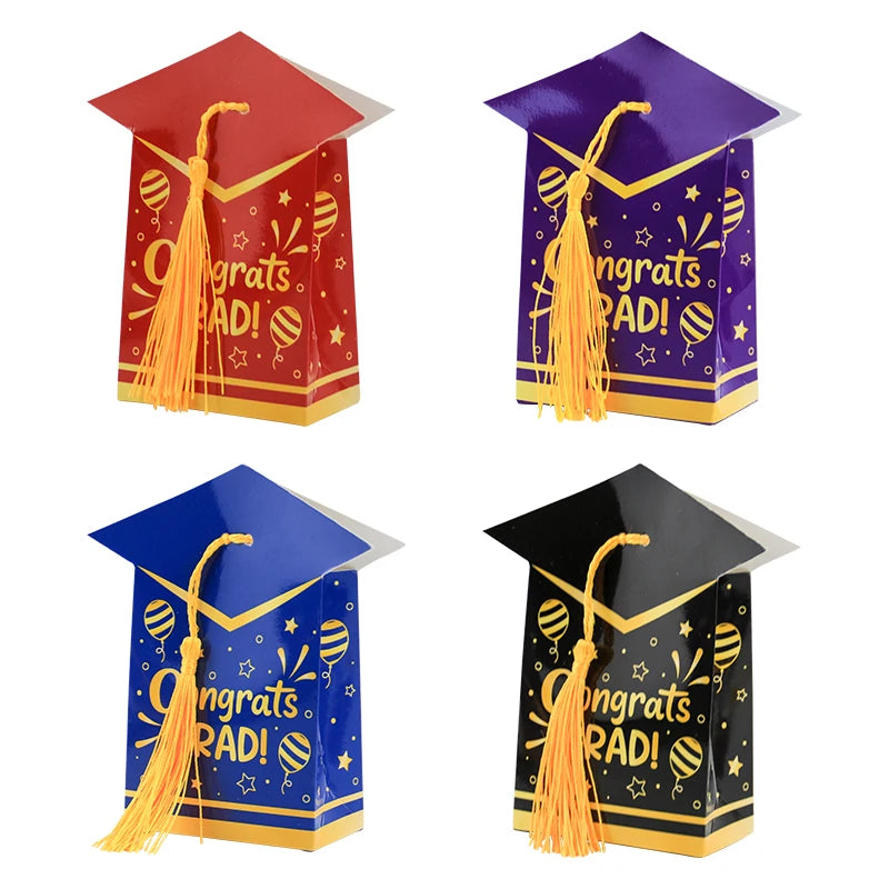 Graduation Theme Candy Paper Boxes Wholesale With Tassel Party Favour Chocolate Boxes Gift Treat Box for Kids' Graduation Party