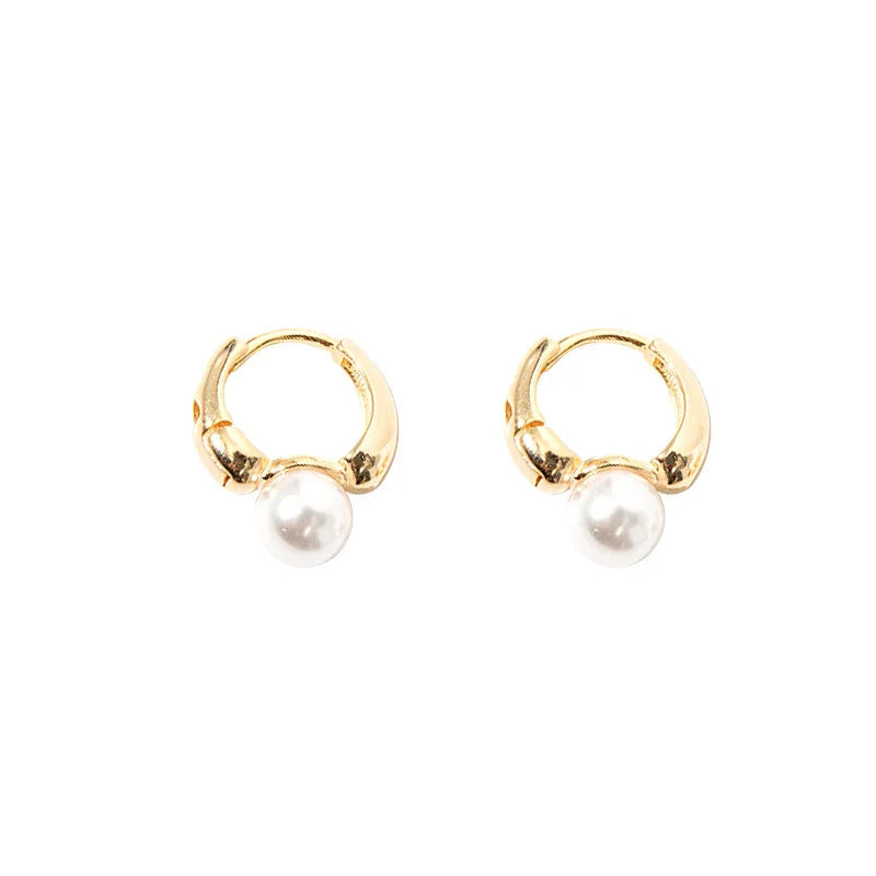 Sterling Silver Earrings Trendy Temperament Retro Cold Wind Port Advanced Pearl Earring Female Earring Buckle