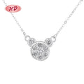 Fine Jewelry for Ladies Single Chain Cubic Zirconia Vintage Little Bear Pattern Silver Necklace