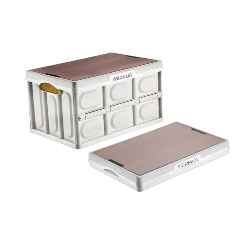 2022 New Outdoor Camping 20L 30L 50L Folding Storage Box Home Wooden Cover Storage Box Car Storage Box