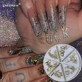 GREENKEM 26 Letters Zircon Trendy Pierced Nail Art Charms A-Z Gold Alloy Manicure Decorations Rhinestone Letter Nail Charms