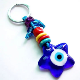 Evil Eye Jewelry Purse Bag Car Lucky Star Evil Eye Key Chains Turkish Glass Evil Eye Hamasa Hand Keychain Charm Amulet Key Ring