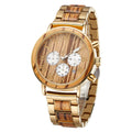 TJW Men's 44mm Dial Display 22mm Band 3bar Pressure Sport Business Wooden Watch Quartz Natural Wood Alloy Case Limited