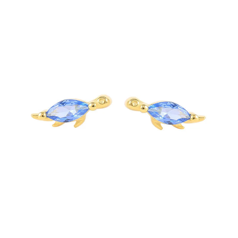 Delicate Zircon Turtle Shape Gold Plated Stud Earrings for Women's Wedding Gift Party Jewelry