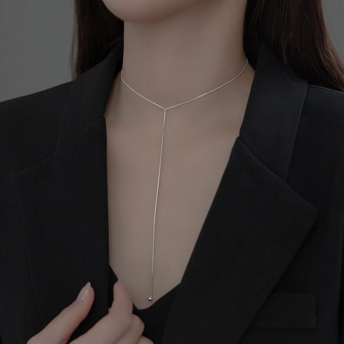 Hot Selling 925 Sterling Silver One Ball Long Chain Necklaces Wholesale