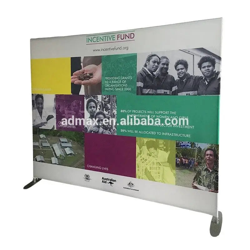 Brand New Admax TE-28C-FM10 Silver 10ft Adjustable Telescopic Trade Show Backdrop Step and Repeat Frame