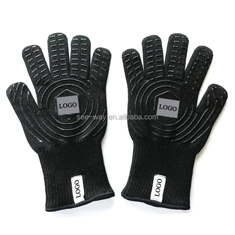 Seeway EN407 Aramid Fireproof Flame Retardant Heat Resistant BBQ Grilling Guante Alta Temperatura for Safe Outdoor Cooking