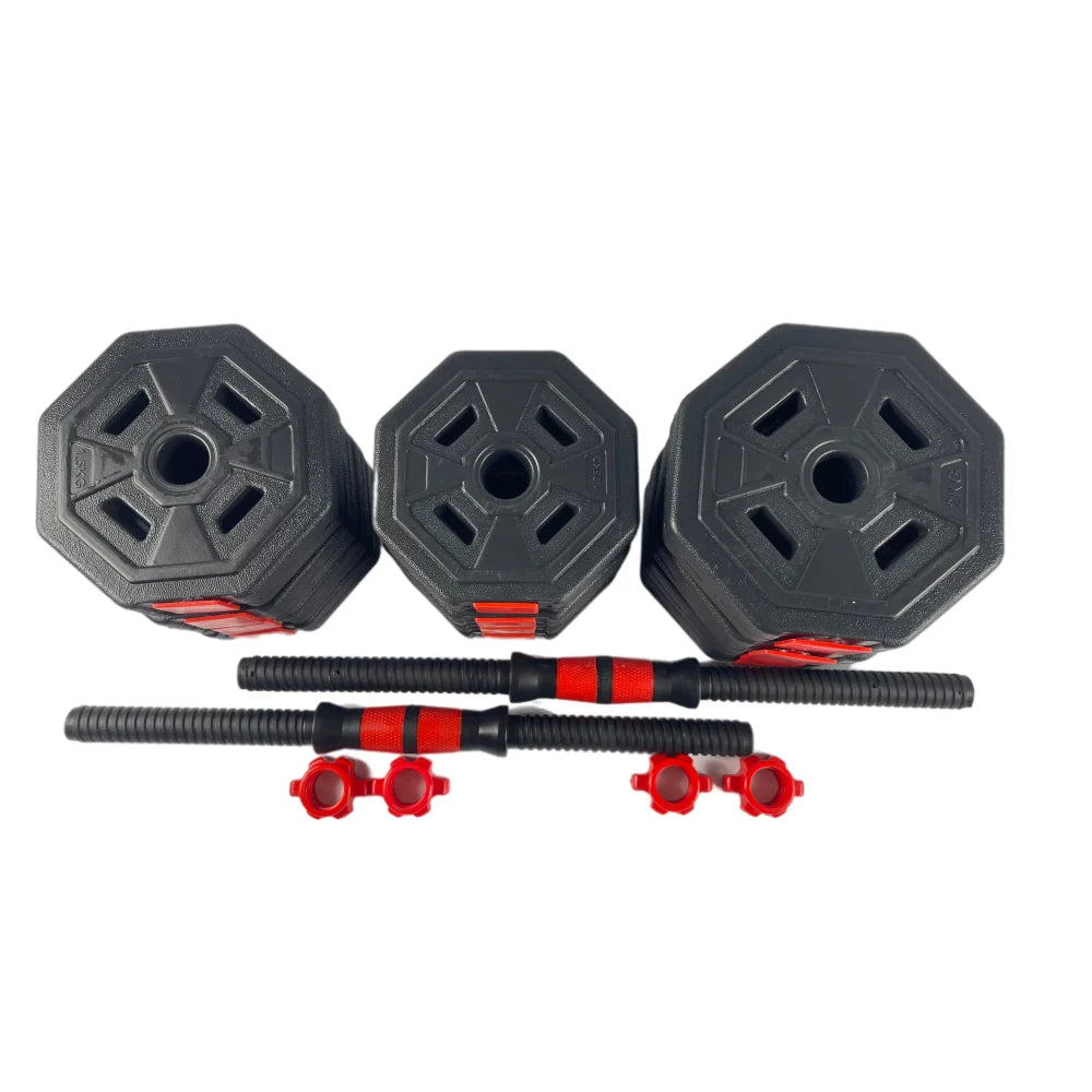 30kg Combined Environmental Friendly Cement Coated Dumbbell Barbell Dual Use Set Removable Dumbbell