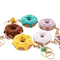 Embroidery Stitch Yarn Food Donuts Cute Kawaii Cartoon KeyChain KeyRing Handbag Bag Charm Accessories Promotional Food Keychains
