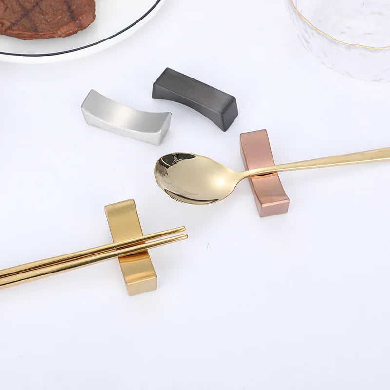 304 Stainless Steel Chopstick Holders Pillow Shape Spoon Forks Knives Tableware Rest Set