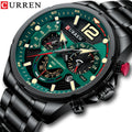 CURREN Luxury Quartz Watch for Men Green Sport Chronograph Mens Watches Date Stand Oval Dial Business Wristwatch Male Gift 8395