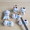 Cute Japanese Ceramic Chopstick Holder With Lucky Cat Ornaments Festive Creative Gifts Small Animal Ceramic Crafts