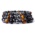 10mm Men's Tiger Eyes Matte Black Onyx Hematite Natural Stone Crystal Bracelet Good Quality Health Fashion Charm Bracelets