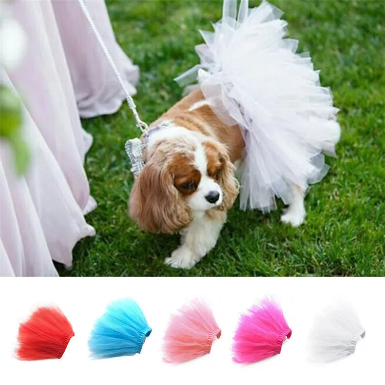 High-selling Solid Color Adjustable Birthday Cosplay Dog Wedding Dress Pet Mesh Tutu Princess Skirts