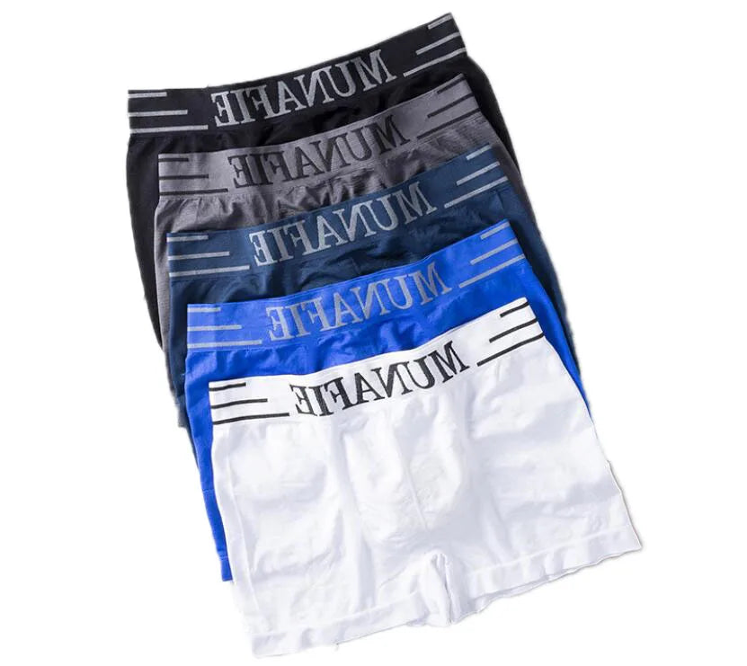 Munafie Fierce Men's Ice Silk Underwear Simple Three-bar Mid-waist High-elastic Seamless Boxer Briefs