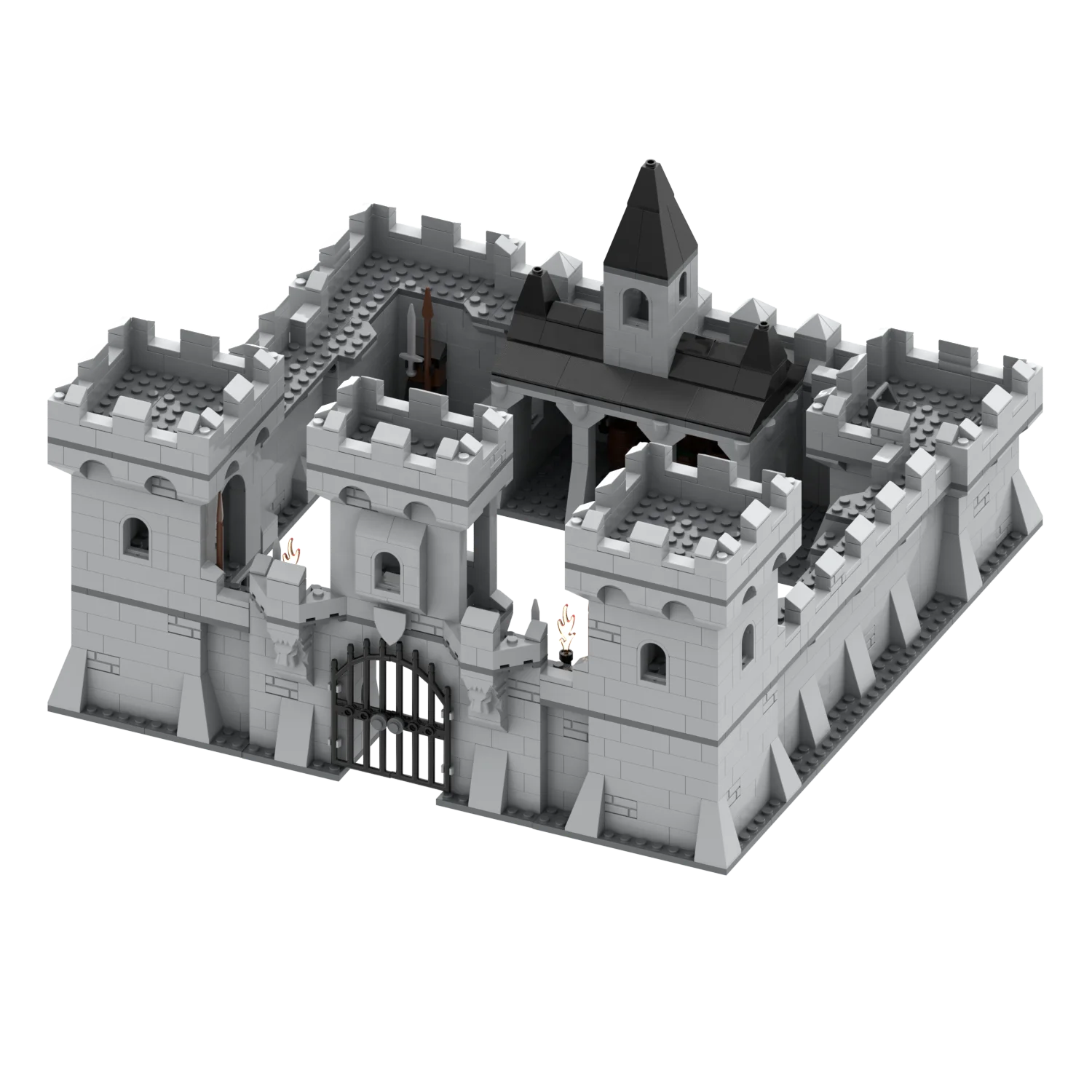 MOC5001 Building Blocks Sets Medieval Castle Walls Battlefield Scenes Castle Walls and Gates  Wall