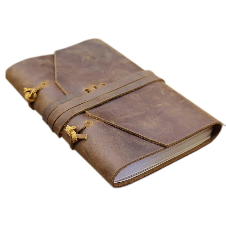 Wholesale Handmade Creative Brown Crazy Horse Genuine Leather Notebook Journal Gift