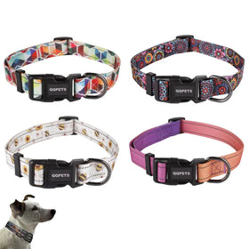 Wholesale Bulk Stock Eco Friendly Dog Collar Cute Design Reflective Light Dark Polyester Nylon Breakaway Sublimation Print