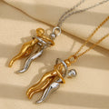 Bijoux Femme Inoxidable Stainless Steel 18K Gold Plated Culture Stylish Hug Pendant Necklace for Women