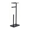 Homedec Modern Matte Black Stainless Steel Adhesive Toilet Paper Holder with Storage for Bathroom Decor 2-Year Warranty