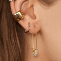 HOVANCI Female Jewelry 4pcs/Set Crystal Pin Earrings White Rhinestone CZ Ear Cuff Pins Clip on Earring