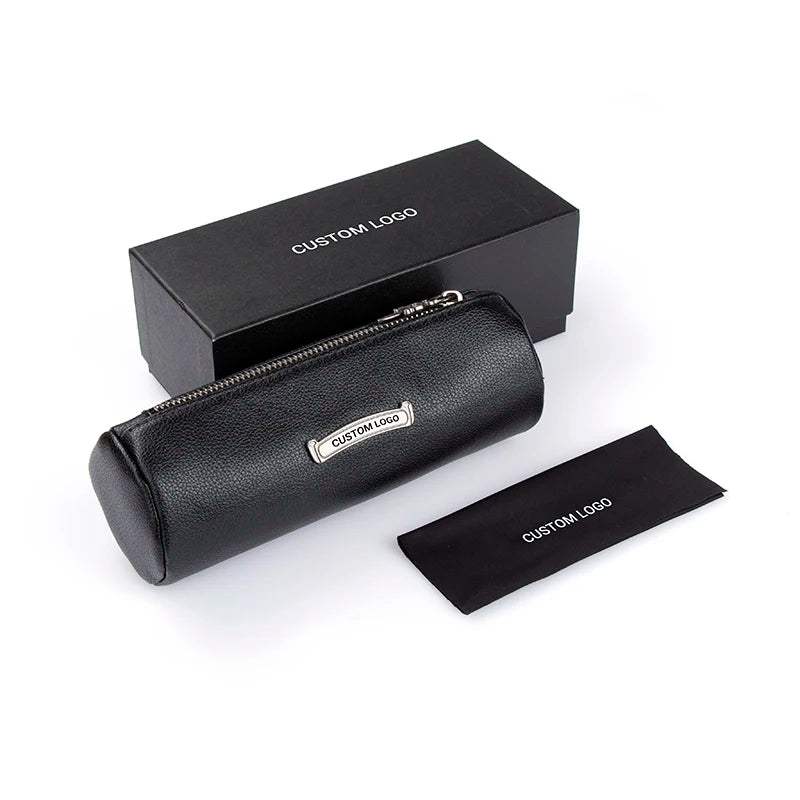 Luxury Eyeglass Packaging Box Cylinder Zipper Sunglasses Cases Personalized Clean Cloth Eyeglasses Case Set