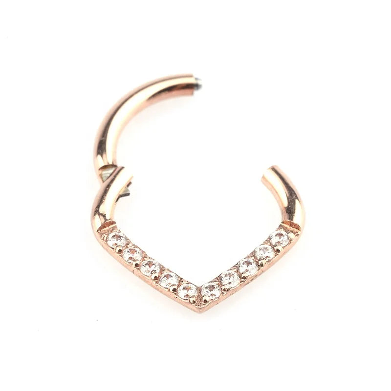 Teardrop Helix Septum Clicker Hinged Segment Ring Piercing ASTM F136 Titanium Gold Plated Zircon Inlay for Wedding Engagement
