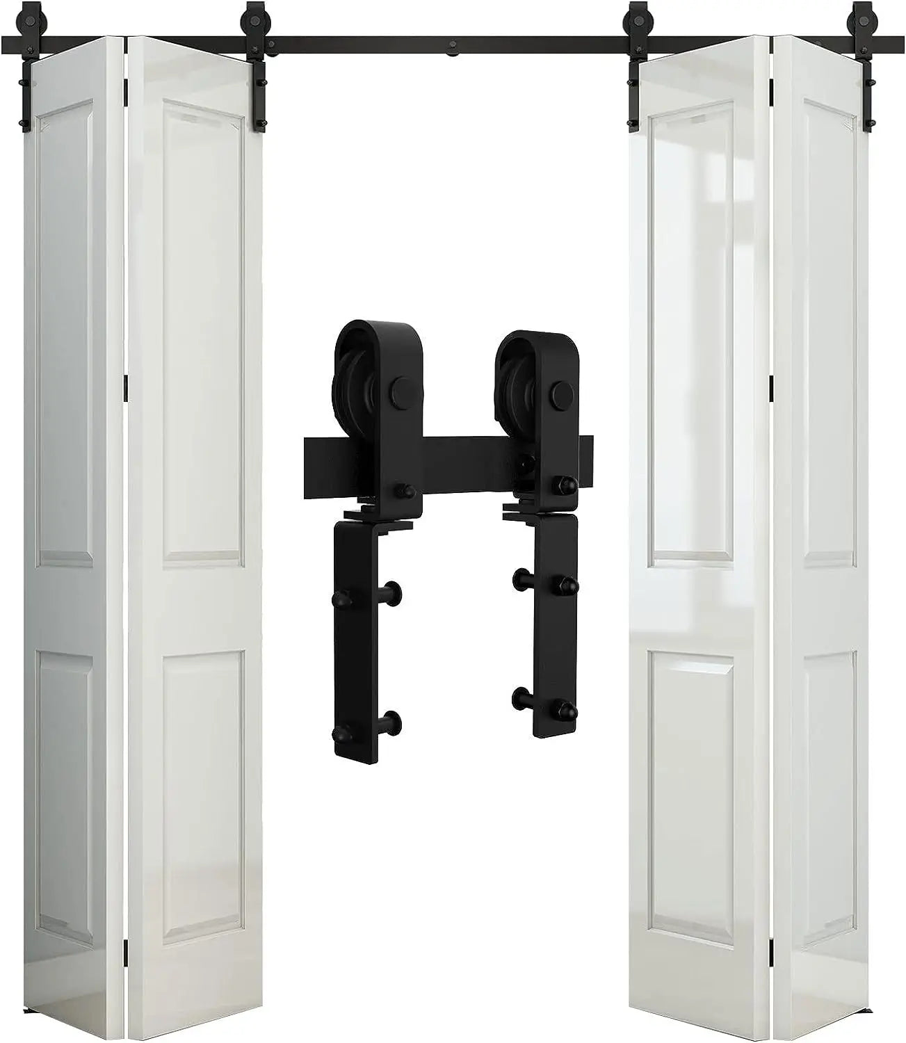 WEKIS French Style Bathroom Frameless Vertical Bi-folding Sliding Barn Door Hardware Accessories Barn Door Track With Buffer