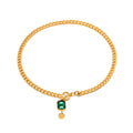 Classic Green Gemstones Necklace for Lady Hot Selling Stainless Steel Cuban Chain Choker Necklace PVD Gold Plated Women Jewelry