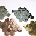 European Style Gold Mirror Brushed Stainless Steel Decorative Tile Colored Hexagon Floor Mosaic Wall Tile Blue