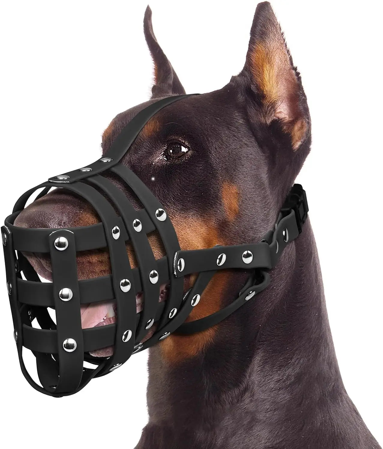 Medium Large Sized Dog Muzzle Soft PVC Basket Long Snout Muzzle Padded Breathable Ribbons Prevent Biting Scavenging Doberman""