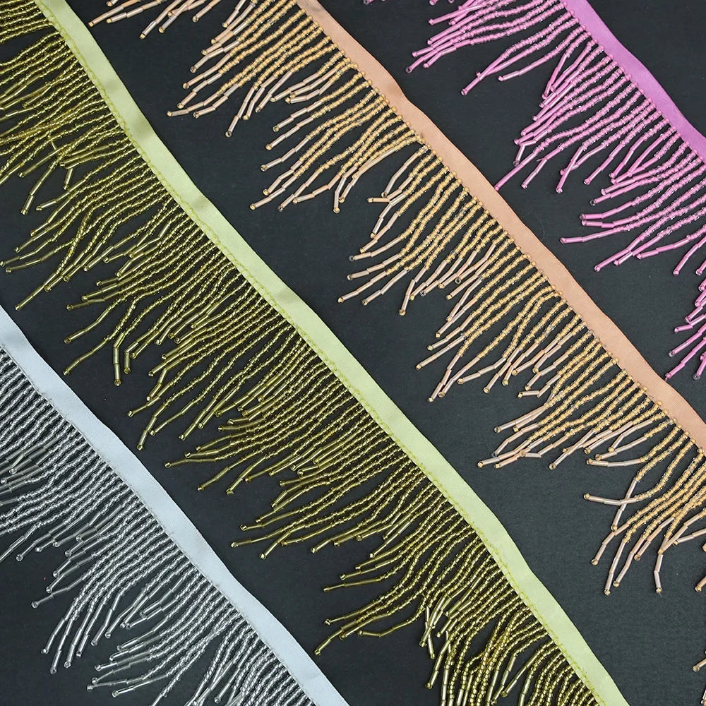 G016 Wholesale Custom Rhinestone Applique Bead Tassel Fringe Trim for Dance Dress