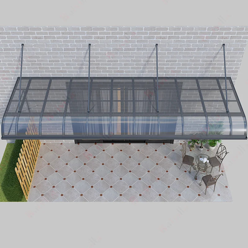 Simple Design Aluminum Frame Awning System Luxury Outdoor Polycarbonate Panels Slant Roofing Easy-to-install Eaves Canopy Awning