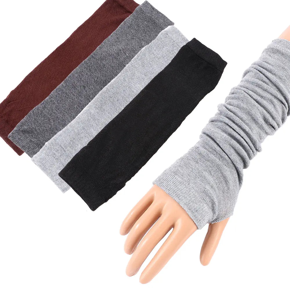 New Knitted Long Fingerless Mittens Warmer Stretchy Mitten Unisex Crochet Half Finger Long Hot Selling