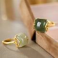 Aimgal Fine Jewelry Retro Elegant S925 Sterling Silver 18K Gold Plating Open Ring Jade Gemstone Trendy Style Women's Party