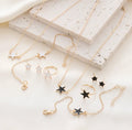 Cross-border Hot Drip Oil Five-Pointed Star Stainless Steel Necklace Simple Fashion Bracelet Personality Stud Necklace Set