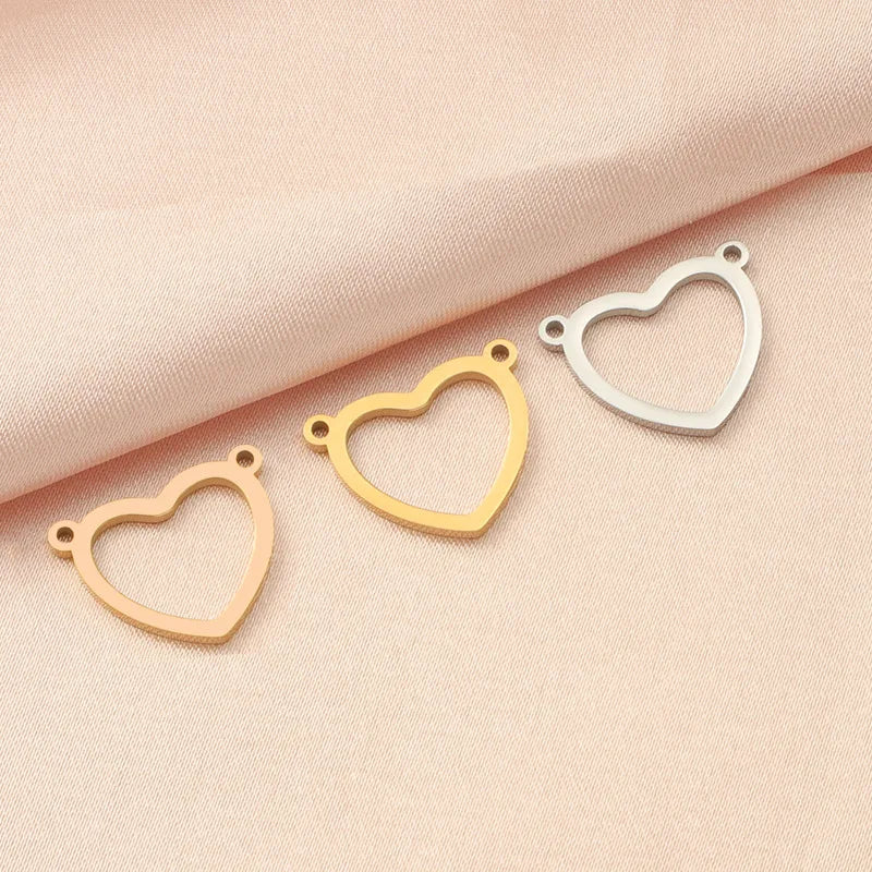 Custom Engravable 18K Gold Plated Heart Pendant Necklace High-Polished Stainless Steel Jewelry Making for Parties