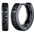 1Pair Norwegian Viking Rune Hoop Earrings for Men 316L Stainless Steel Huggie Hoop Religious Ear Piercing Jewelry (KSS525)