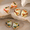 Fashion Summer Korean Vintage Style 14K Gold Plated Stainless Steel 100mm Big Size Channel Set Stud Earrings Crystal Rhinestone