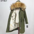 OFTBUY 2023 X-Long Winter Parka Jacket for Women Waterproof Outerwear with Natural Raccoon Fur Hood & Fur Liner Zipper Closure