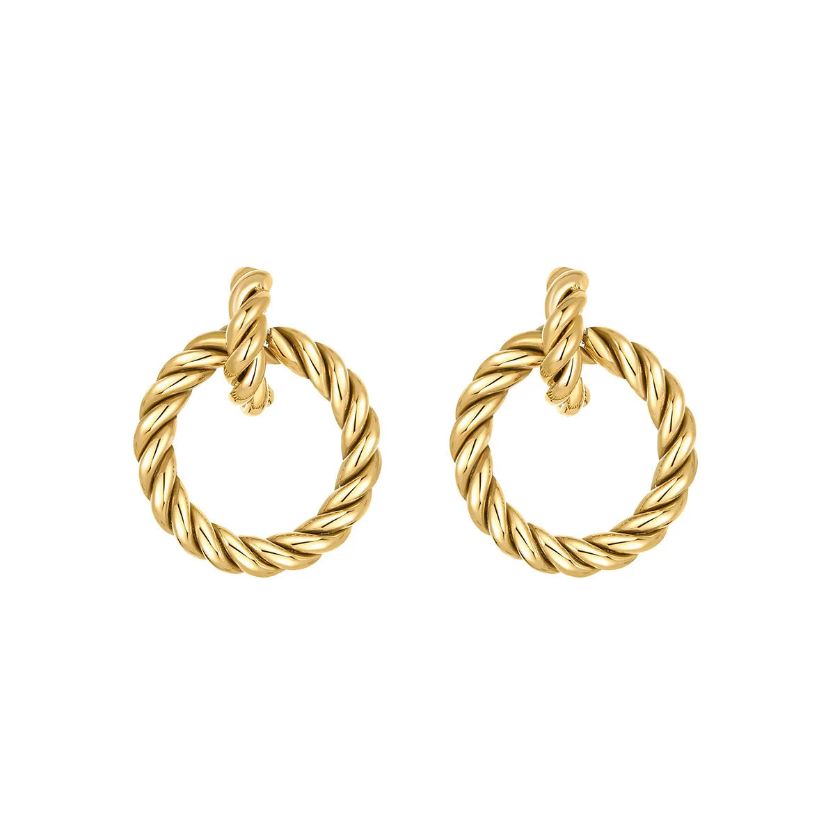 Women Accessory 18k PVD Gold Plated Chunky Statement Zircon Gold Hoop Earrings