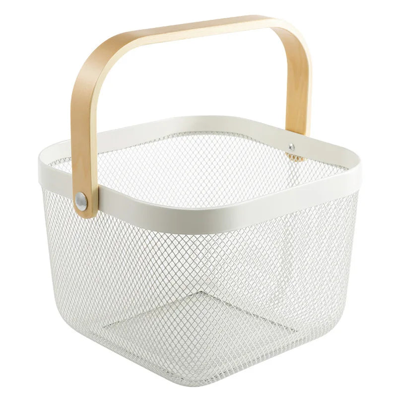 Fruit Basket Creative Geometry Countertop Iron Gold Plated Black Vegetable Mesh Metal Bowl Kitchen Storage Wire Fruit Basket