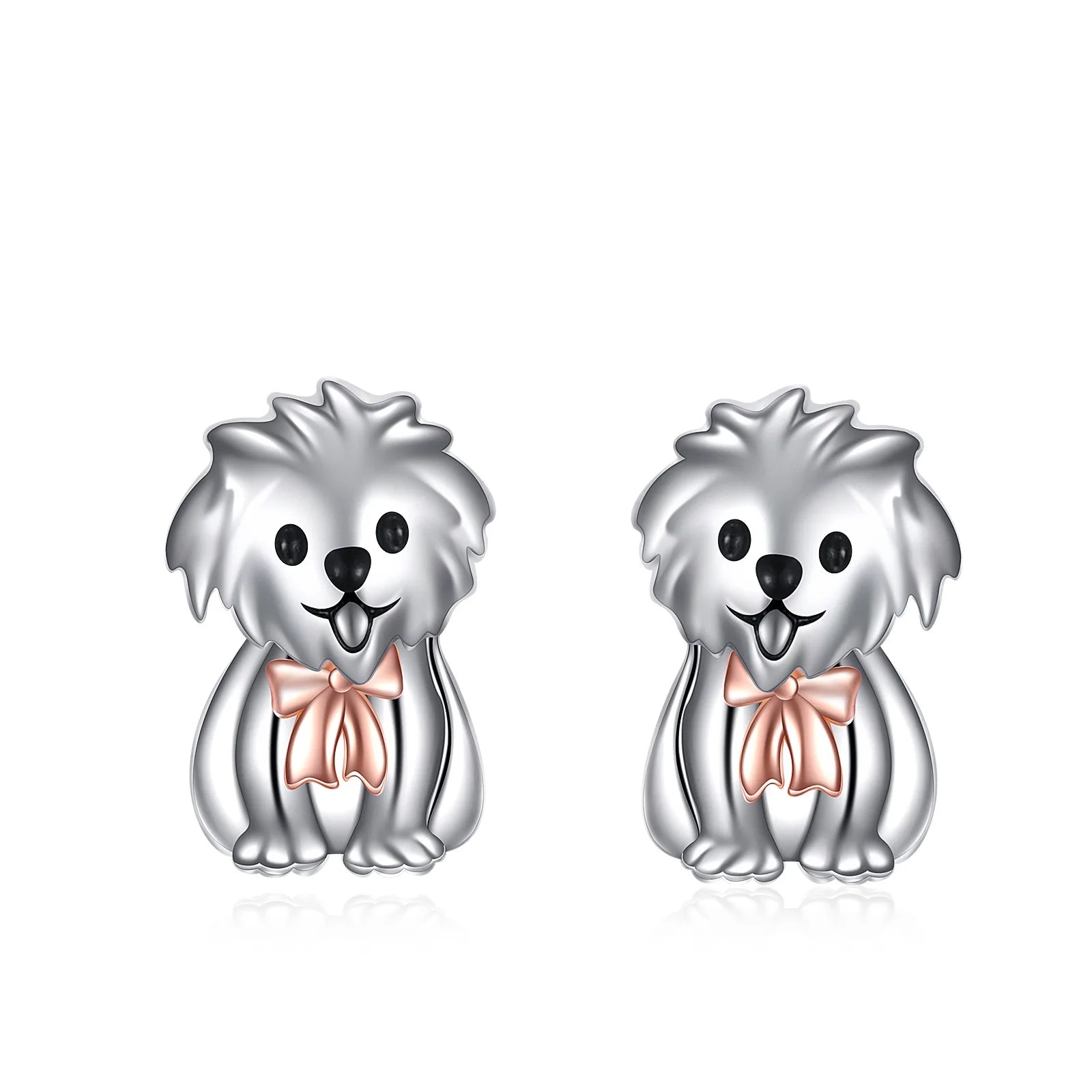 Factory Custom Animal Series Jewelry Gifts 925 Sterling Silver Funny Cute Animal Tiny Dog Puppy Stud Earrings  for Kids