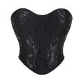 Women Bustier Crop Top Back Zip Overbust Corset Body Shaper Short Torso Korset