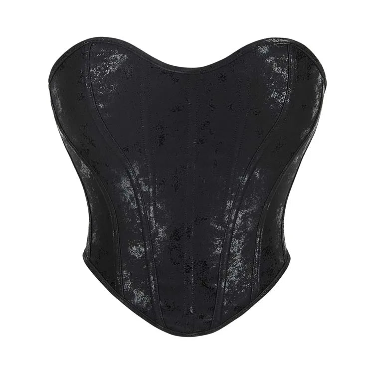 Women Bustier Crop Top Back Zip Overbust Corset Body Shaper Short Torso Korset