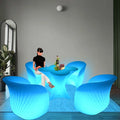 Illuminated Rustic Bar Table Chairs RGB Lighting Waterproof Plastic Furniture for Outdoor Use Parks Home Bars Hotels